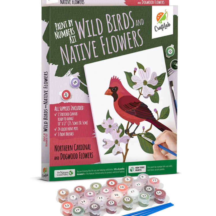 CraftLab| Paint by Numbers Kit|Wild Birds and Native Flowers