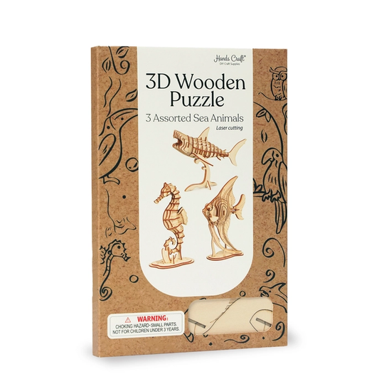 (Hands Craft) 3D Wooden Puzzle 3 Assorted Sea Animals