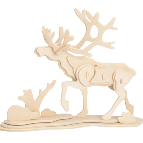 (Hands Craft) 3D Wooden Puzzle Reindeer JP274
