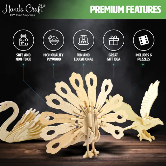 Hands Craft| 3D Wooden Puzzle| Assorted Bird Animals| DIY