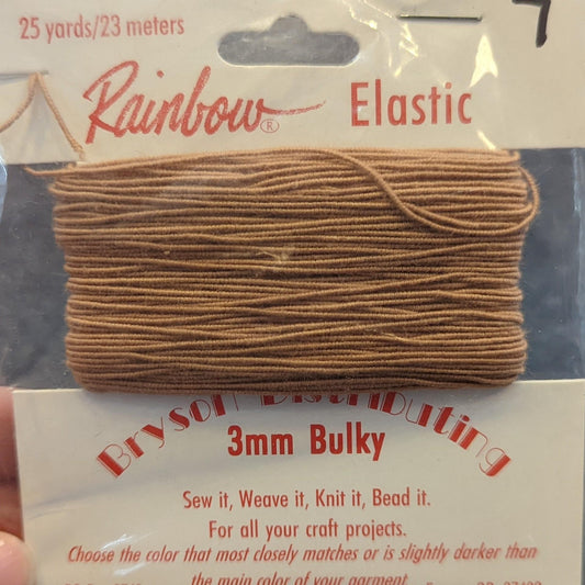 25 Yards of Bryson Rainbow 3mm Elastic Cord in Camel Brown