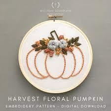 And Other Adventures Harvest Floral Pumpkin Embroidery Kit