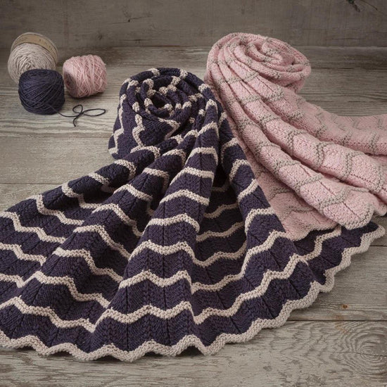 Appalachian Baby Knit Kit Boho Blankets in Indigo and Blush