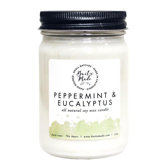 Baitx Made All Natural Soy Based Candle in Peppermint and Eucalyptus
