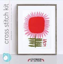 Budgiegoods Embroidery and Cross Stitch Kit in Love Flower Design