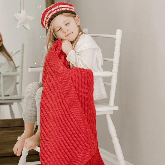 Appalachian Baby Knit Kit Bonjour Baby Blanket in Red