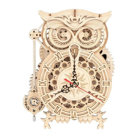 (Hands Craft) Owl Wall Clock 3D Wooden Puzzle (LK503)